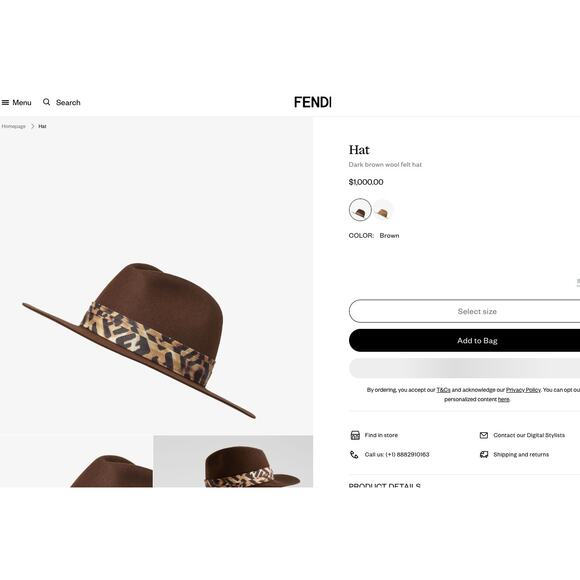 BRAND NEW FENDI WOOL BROWN FEDORA HAT AUTHENTIC! main image 4